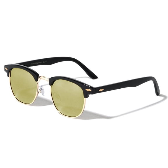 Retro Vintage Polarized Sunglasses Mens UV400 Half Metal Frame Club Sunglasses