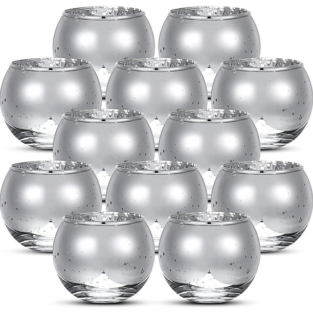12 Pieces Round Votive Candle Holders Glass Tealight Candle Holder for