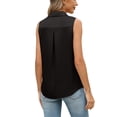 thumbnail image 6 of Womens Underwear Women Elegant Satin Tank Tops Collared Button Front Sleeveless Shirt Formal Office Work Casual Blouse Black L, 6 of 6