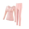thumbnail image 2 of Wensltd Women's Winter Seamless Thermal Underwear Set Round Neck Long Sleeve Inner Layering Built-in Padded Bra, 2 of 7