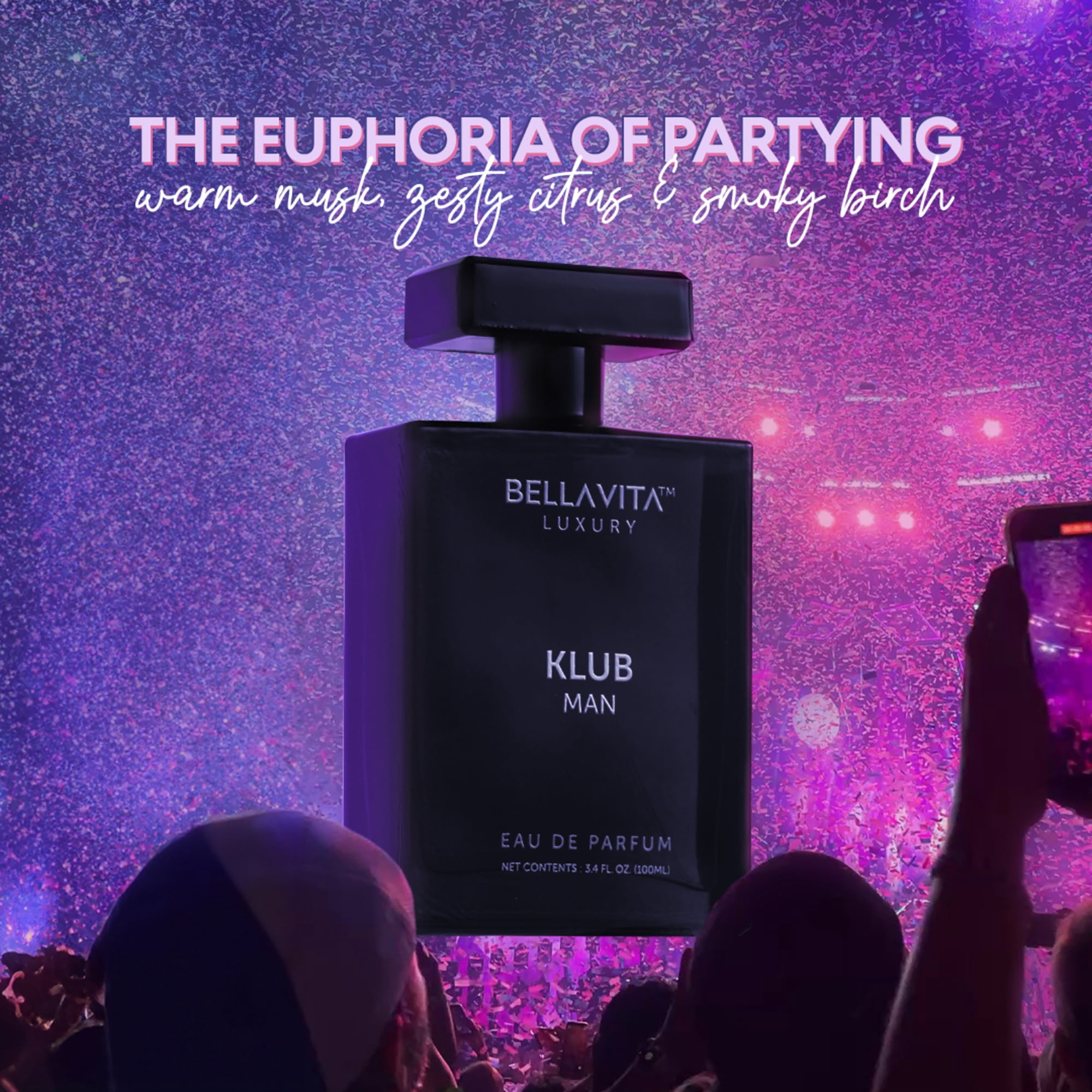 BELLAVITA KLUB Man, Cologne for Men, 3.38 oz EDP Spray