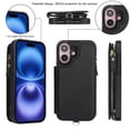 thumbnail image 5 of Wallet Case for Apple iPhone 16, with Crossbody Shoulder Strap & Hand Wrist Cards Holder Zipper Pocket Stand Feature Full Protective Shockpoof Phone Case for iPhone 16, Black, 5 of 7