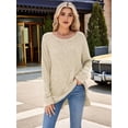 thumbnail image 2 of Womens Y2K Split Side Knit Sweater Crewneck Long Sleeve Pullover Solid Knit Side Slit Blouse Tunics  XXL, 2 of 8