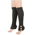 thumbnail image 3 of UJNDER Women Long Ribbed Knit Leg Warmers With Buttons Boot Socks For Winter Sports Dark Gray, 3 of 5