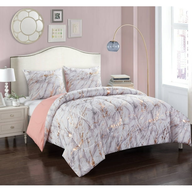 Metallic Marble Comforter Bedding Set, Extra Large Twin Bedspreads