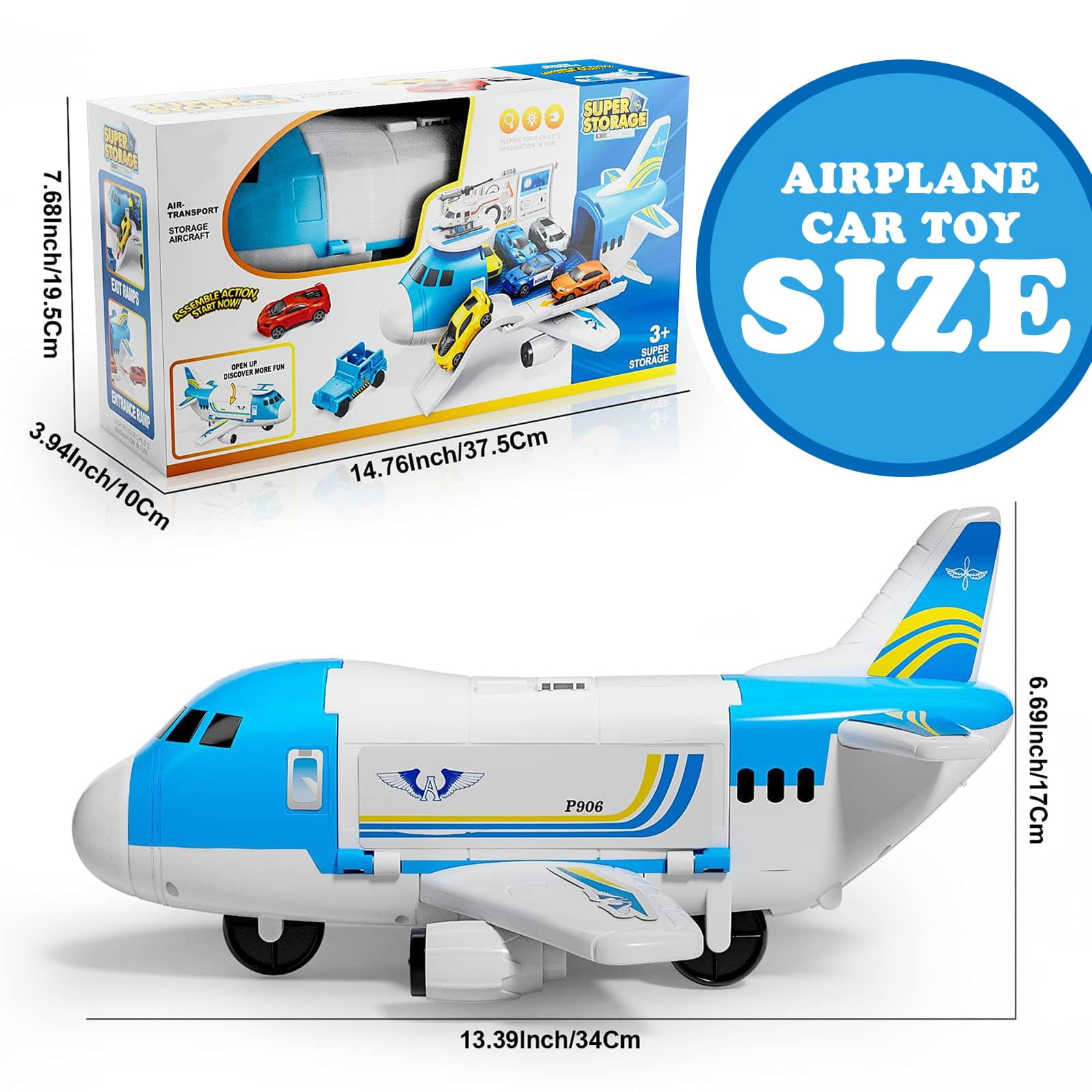 Airplane Toys for Toddlers 3 Years Old, Toy Airplane for Boys Age 4-7, Toys for 2 3 4 5 Years Old, Airplane Toy Set with 8 Mini Cars, Plane Toy for Birthday
