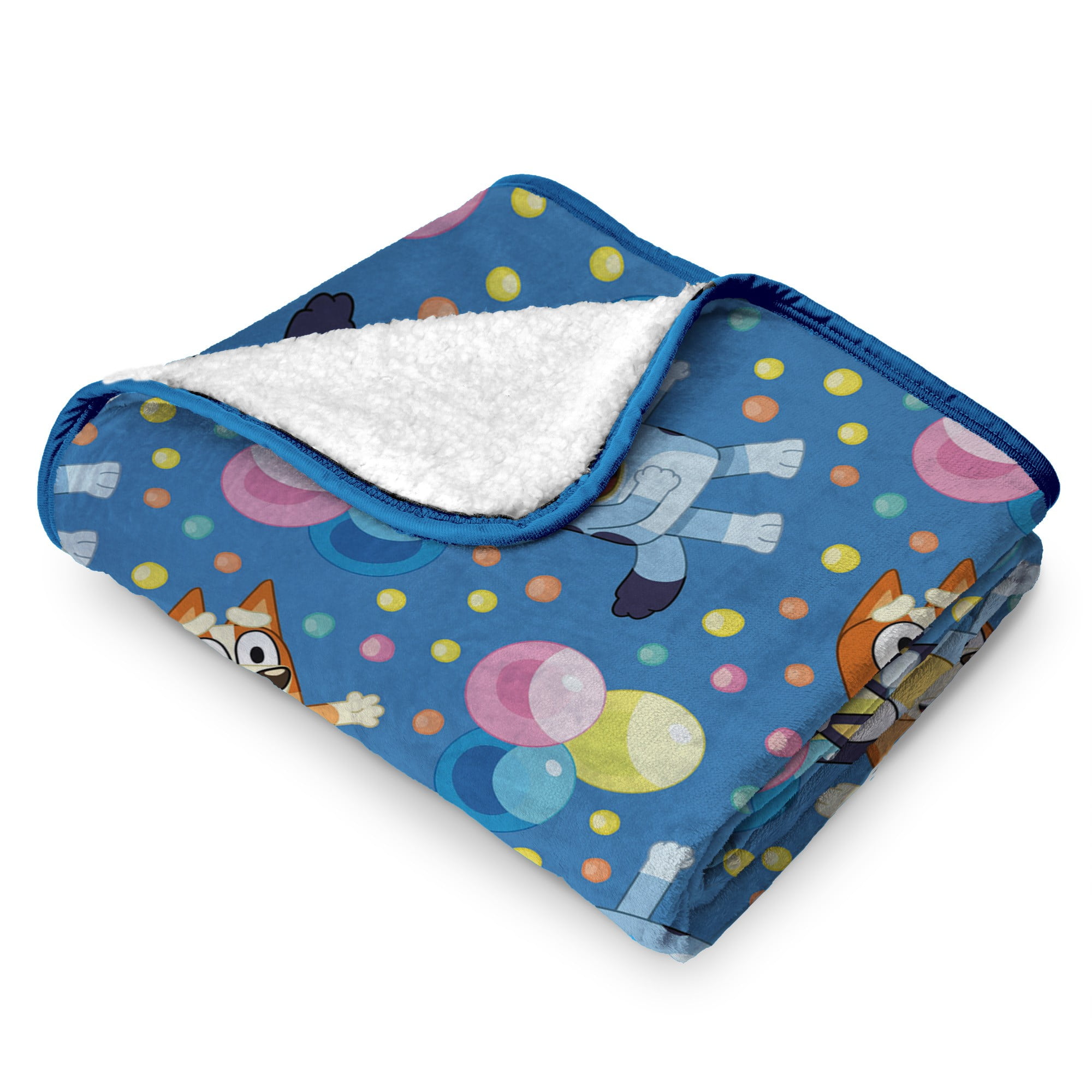 Bluey Dancing Fun Kids Silk Touch Throw Blanket with Sherpa Reverse, 46 x 60 inches – Soft Plush Fleece Throw Blanket