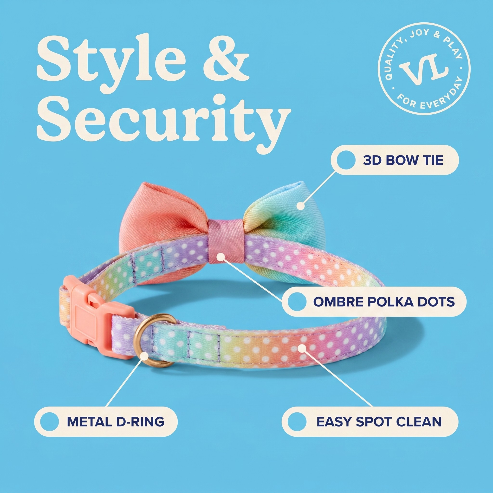 Vibrant Life Adjustable Bow Tie Fashion Dog Collar photo 5