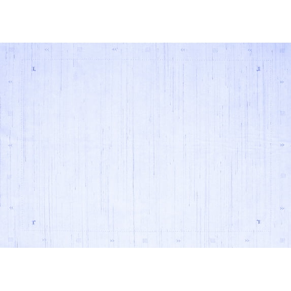 Ahgly Company Machine Washable Indoor Rectangle Solid Blue Modern Area Rugs, 8' x 10'