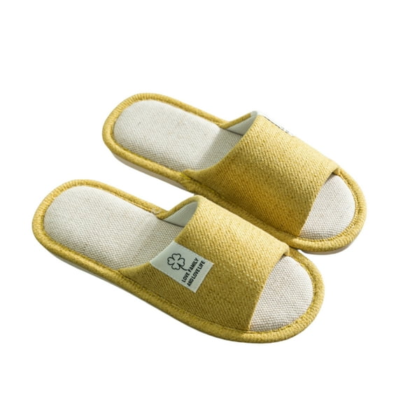 DrifWoo Women's Cozy Open Toe Slippers Non Slip Cotton Linen Pink Size 6.5-7