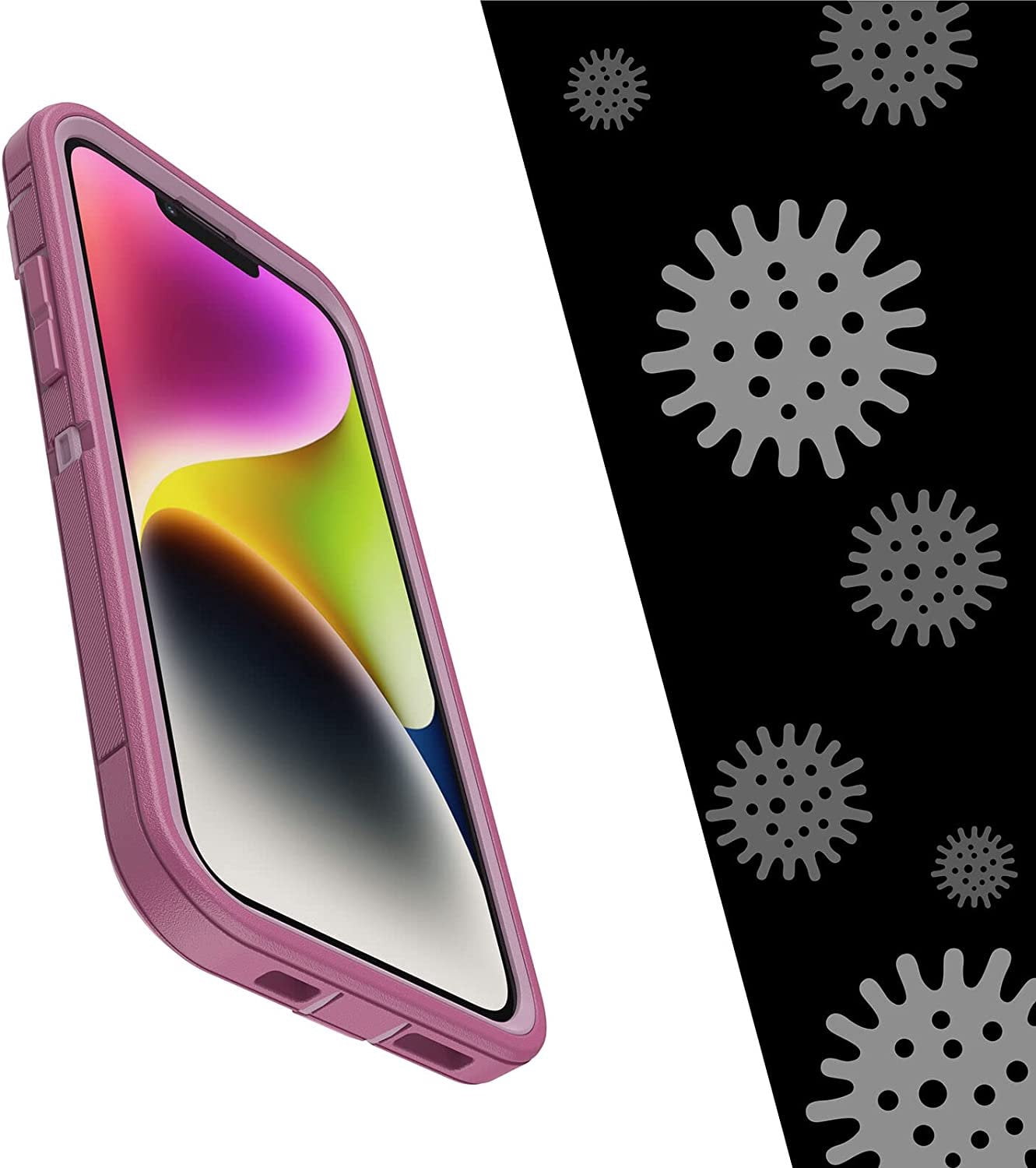 OtterBox Defender Series Screenless Edition Case for iPhone 14 Plus Only - Holster Clip Included - Microbial Defense Protection - Non-Retail Packaging - Morning Sky Pink