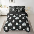 thumbnail image 2 of Manfei Teens Antarctic Penguin Bedding Comforter Set 7-Piece, Mystic Stars Print King Bedding Sets, Black Cartoon Style Reversible Bed Sheets, Ultra Soft Home Decor, 2 of 7