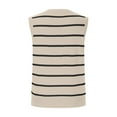 thumbnail image 5 of Women's Casual Sweater Vest Striped Button Down V Neck Sleeveless Cardigan Everyday Casual Knitted Tank Tops, Beige, L, 5 of 7