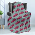 thumbnail image 4 of Cars Soft Flannel Fleece Throw Blanket, Vintage Red Vehicles Retro Sports Cars from Sixties Fifties Driving Speeding, Cozy Plush for Indoor and Outdoor Use, 70" x 90", Pink Slate Blue, by Ambesonne, 4 of 5