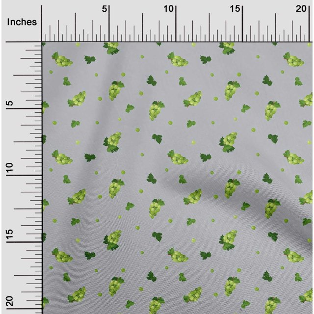 oneOone Tissu Polyester Lycra Feuilles & Raisins Imprimé Tissu au Mètre 56 Pouces de Large
