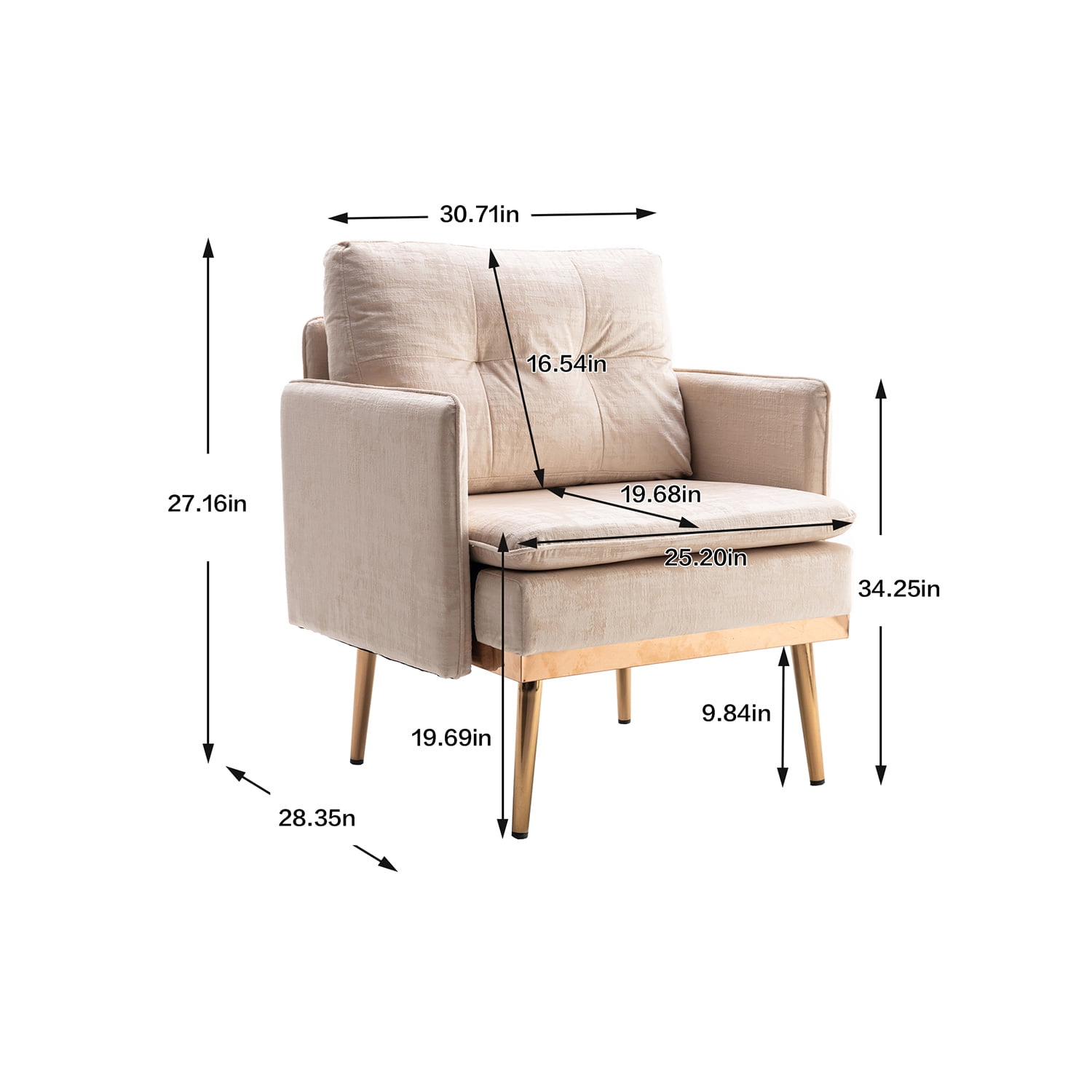 Kepooman Contemporary Lounge Chair, Leisure Sofa Chair with Armrests for Living Room, Bedroom, White Kepooman Contemporary Lounge Chair, Leisure Sofa Chair with Armrests for Living Room, Bedroom, White