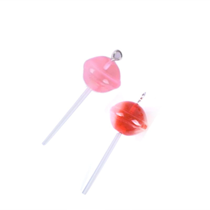 10Pcs/Set Resin Transparent Lollipop Charms Pendant Jewelry DIY Making CrafH ZT 