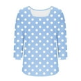 thumbnail image 4 of Shirts for Women under $10 3/4 Sleeve Square Neck Casual Printed Top Light Blue L, 4 of 5