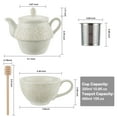 thumbnail image 3 of Taimei Teatime Tea Set for Aduts, Creamy White Ceramic Tea for One Set with Honey Sticker, 15 OZ Teapot with Infuser and Cup Set for Loose Leaf Tea, 3 of 9