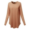 thumbnail image 1 of A2Y Women's Premium Solid Long Sleeve Round Hem Crew Neck Top Shirt Camel M, 1 of 7