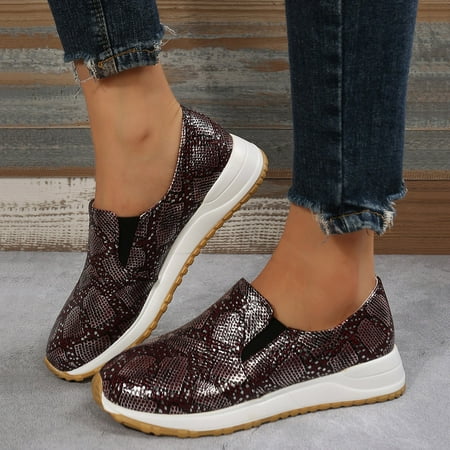 

Cathalem Womens Gymnastics Sneaker Ladies Fashion Print Leather Comfortable Thick Soled Casual Sports Shoes on Womens Sneaker Coffee 8