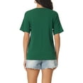 thumbnail image 3 of INSPIRE CHIC Women's Casual Short Sleeve T Shirts Basic Summer Knit Tops Loose Solid Color Blouse M Green, 3 of 6
