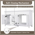 thumbnail image 6 of White Bathroom Vanity - Vanity Cabinet with Soft-Close 6 Drawers & Double Doors, 2-Tier Shelves MDF Pine Wood Legs Vanities for Bathroom/Laundry Room/Powder Room, 6 of 9