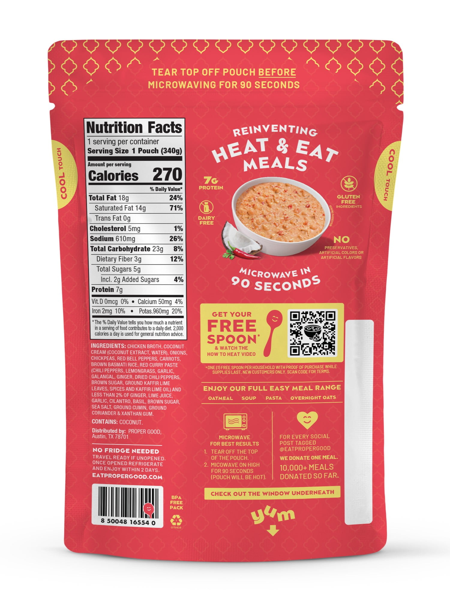 (2 pack) Proper Good Thai Style Red Curry Soup, Ready in 90 Seconds, Shelf Stable Meal, 12 oz