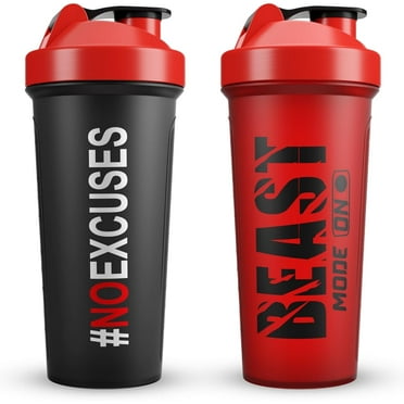 2 Pack Protein Shaker Bottles, 24 Oz, Leakproof, BPA-Free, Dishwasher Safe, Plastic, Ideal for Workouts, Gym, Smoothies