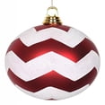 thumbnail image 1 of Vickerman 6" Red-White Matte/Glitter Chevron Ball Christmas Ornament, 1 of 2
