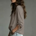 thumbnail image 3 of dazeni Oversized Blouse for Women Ruched Drawstring Long Sleeve Tops Loose Fit V Neck Shirts Casual Dressy Top Gray Large, 3 of 6
