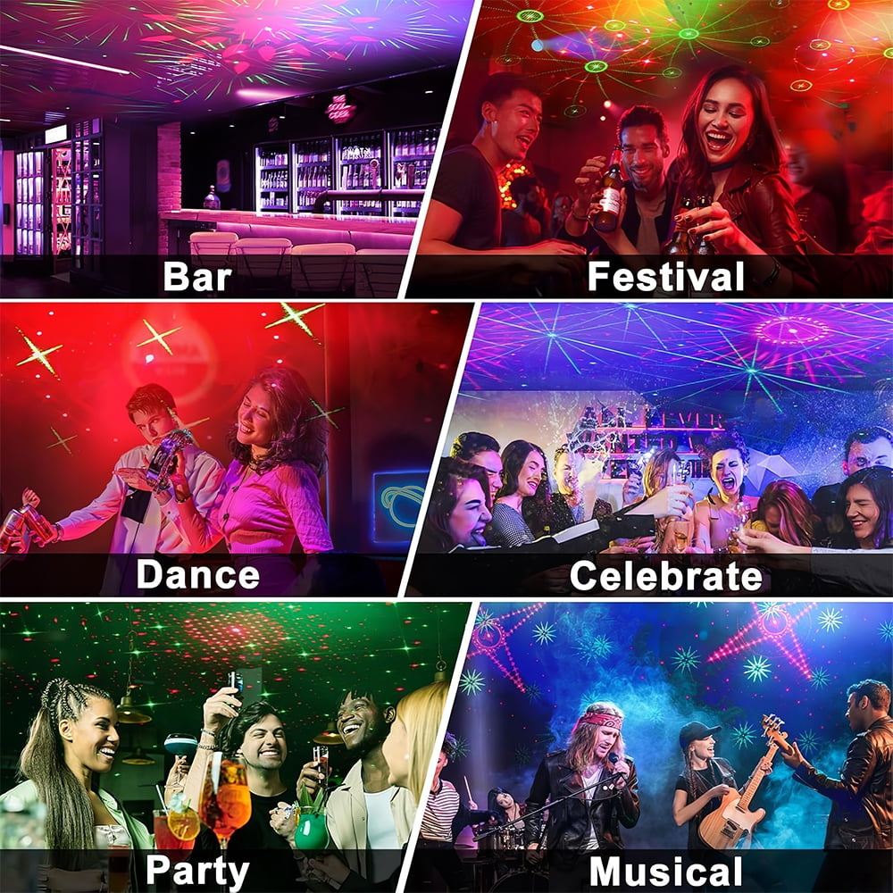 LITOM Sound-Controlled Disco Party Light - 72 Patterns, 3 Modes & Remote Control, Timer Function, HD DJ Strobe Stage Light for Kids, Birthday, Christmas & Indoor Decor
