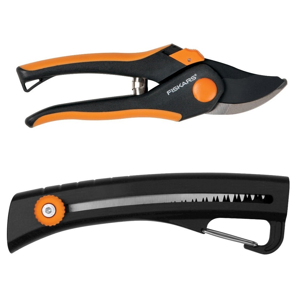 Fiskars 3956401002 Carabiner Pruning Saw and Bypass Pruner Set BrickSeek