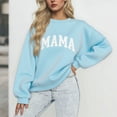 thumbnail image 2 of successthop Oversized Mama Sweatshirt for Women Crewneck Long Sleeve Tops Casual Pullover Sweater Letter Outwear Blue, 2 of 3