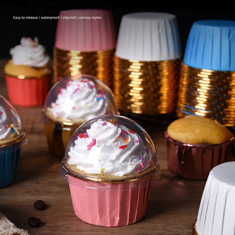 50pcs/set Paper Cake Baking Cup, Silver Muffin Cupcake Liner For Party