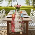 thumbnail image 4 of Table Runners 70 Inches Long Dress Scarves, Valentine's Day Farmhouse Coffee/Dining/Kitchen Table Decor, Holiday Table Runner, Spring Red Love Roses Floral Botanical Beige 13x70 Inch, 4 of 9