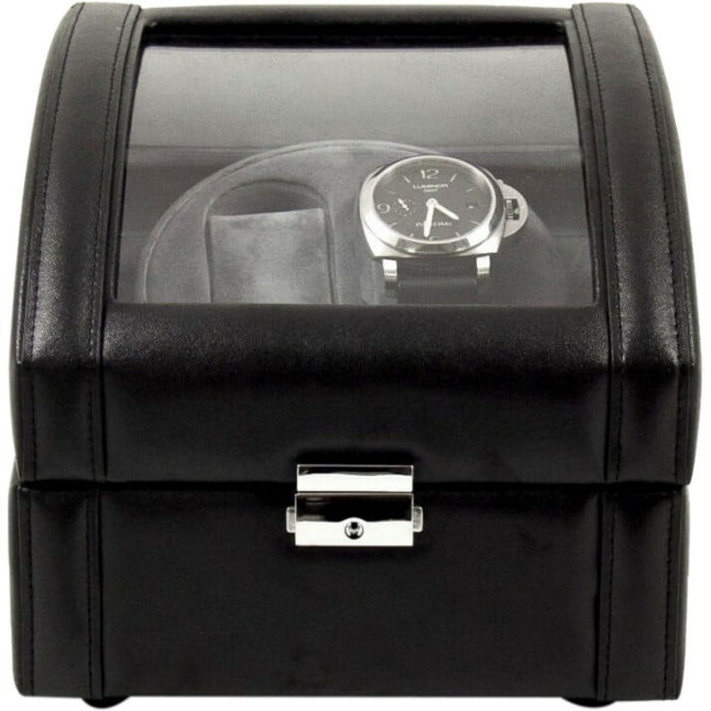 Leather Two Watch Winder - Black Leather - 7.5W x 6.5H in.