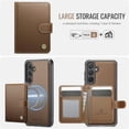 thumbnail image 3 of JEEHOOD Case For Samsung Galaxy A25 5G, RFID Blocking Compatible With MagSafe Detachable 2 In 1 Wallet With Snap fastening Card Holder,PU Leather Case,Kickstand Magnetic Protective Cover,Brown, 3 of 8