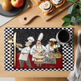 thumbnail image 2 of Chef Placemats Set of 12, Cartoon Cute Watercolor Cooking Black Plaid Placemats for Dining Table, Place Mats for Kitchen Tabletop, Waterproof Wipeable Dining Table Mats Set, 2 of 9