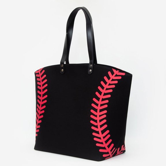 Baseball Stitch Print Large Shoulder Tote Bag