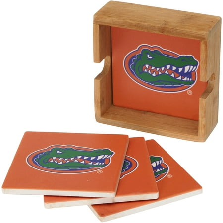 - Florida Gators 4-Pack Square Coaster Set with Caddy - No Size