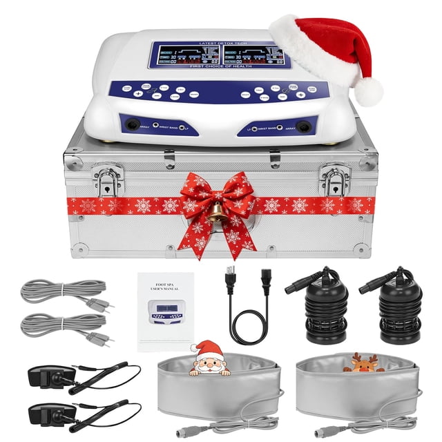 Máquina de Baño de Pies Dual Iónica Desintoxicante Veicomtech, Pantalla LCD, Sistema para 2 Personas con Cinturones y Correas para la Cintura