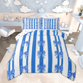 thumbnail image 1 of Manfei Ensemble de Couette avec Ruban et Nœud de Rêve pour Filles, Ensembles de Couette Simple à Rayures Bleu et Blanc, Ensemble de Literie Style Princesse, Décor de Chambre Léger Réversible 2 Pcs, 1 of 6