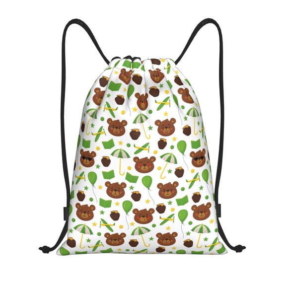 Drawstring Backpack - cute bear Splash Proof Small Drawstring Gym Bag for Women Men, Cinch Sports String Bag Backpack for Travel Swimming Beach