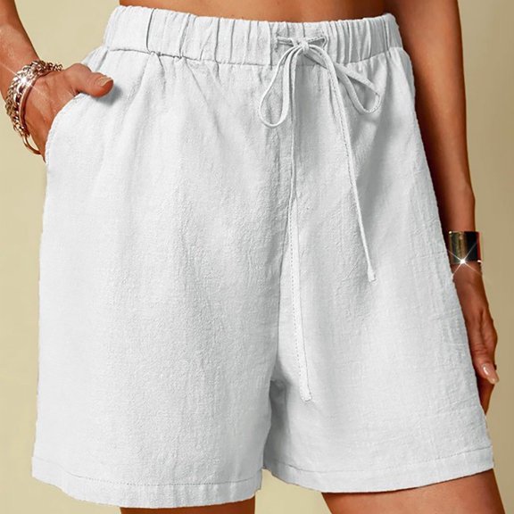 Zorckvet Linen Shorts for Women Casual Wide Leg Plus Size Cotton Beach Womens Short