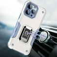 thumbnail image 3 of Bemz Phone Case for iPhone 15 Pro with Tempered Glass Screen Protector, Camera Protection Heavy Duty Shockproof Protection Magnetic Mount Stand Cover (Titanium White), 3 of 6