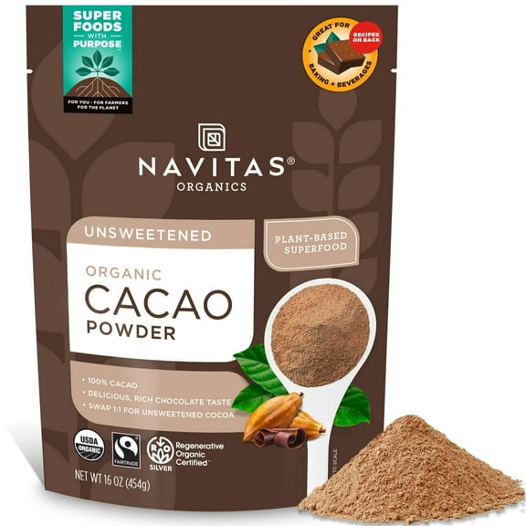Navitas Organics Cacao Powder -- 16 oz Pack of 3