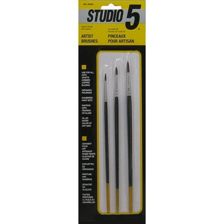 GAM 3 Piece Studio 5 Artist & Hobby Paint Brushes BA30503