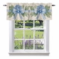 thumbnail image 2 of Blue Flower Bow on Beige Linen Valances for Windows,Kitchen Valance Rod Pocket Short Curtain, Spring Watercolor Botanical Valance Curtain Window Valances for Bedroom Bathroom Living Room 54x18in, 2 of 9
