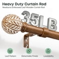 thumbnail image 4 of NewBuros Wood Curtain Rod for Windows 32 to 120 Inch, 1" Diameter Heavy-Duty Curtain Rods Set, with Decorative Embossed Wood Grain Leaf Finial, Sturdy Rust-Proof Adjustable Design, Coffee Brown, 4 of 8